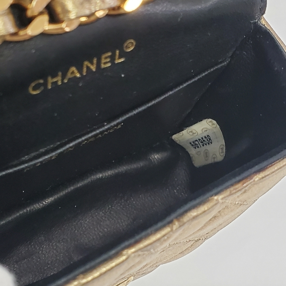 CHANEL Quilted Mini Flap Bag Charm Keychain Gold - Picture 10 of 13